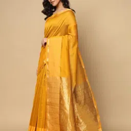Fabindia Mustard Woven Design Saree image 3