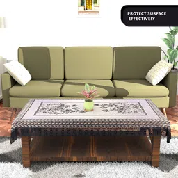 Kuber Industries Grey & Black Printed 4-Seater Table Cover image 4