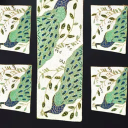 YWULY 5-Pcs White & Green Peacock Embellished Table Linen Set image 3