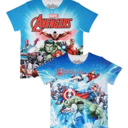 Marvel by Wear Your Mind Boys Blue Pack of 2 Printed T-shirts-picture-42