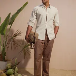 HIGHLANDER Men Slim Fit Solid Button-Down Collar Cotton Casual Shirt-picture-30