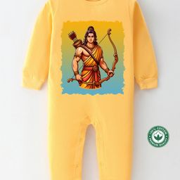 BLUSHES Dussehra Theme 100% Cotton Full Sleeves Lord Rama Printed Romper - Yellow-picture-48
