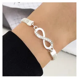 YU FASHIONS Silver Metal Silver Plated Stylish Adjustable Bracelets - 8 g-picture-12