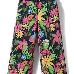 UCB 100% Cotton Knit Full Length Flared Track Pant with Floral Print - Navy Blue-picture-24