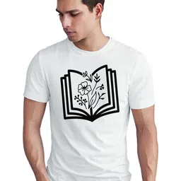 Seekbuylove Men Floral Book Printed Round Neck Short Sleeves Bio Finish Cotton T-shirt-picture-27