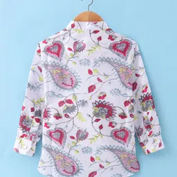 Dapper Dudes Full Sleeves Paisleys & Floral Printed Kurta Style Shirt - Cream image 2