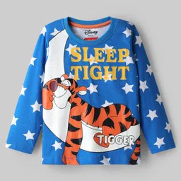 Babyhug Disney Single Jersey Knit Full Sleeves Night Suit with Tigger Graphics - Blue image 2