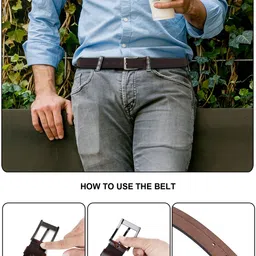 Metronaut Men Textured Leather Formal Belt image 2