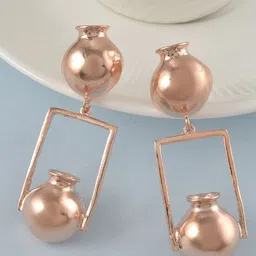 MEMOIR Copper-Plated Contemporary Matka Shaped Drop Earrings-image-22