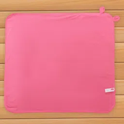 Babyhug Cotton Interlock Knit Hooded Towel with Giraffe Print L 76.2 x B 76.2 cm - Pink image 3