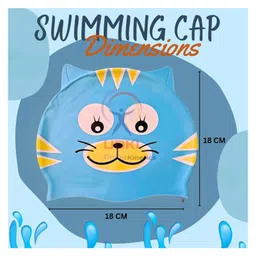 UDKI Cat Design Silicone Swim Cap for Kids Soft, Durable & Comfortable | Encourages Confidence and Fun in the Water (Age 310 Years) (30) image 3