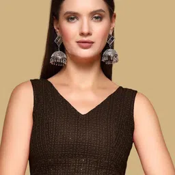 Oomph! Women Embroidered V-Neck Saree Blouse-image-78