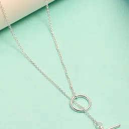 LeCalla 925 Sterling Silver Silver-Plated T-Bar Open Circle & Bar Rolo Chain-picture-10
