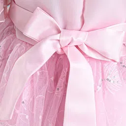 Mark & Mia Cotton Half Sleeves Frock with Flower Detailing - Pink image 4