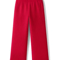 kookie kids india Kookie Kids Cotton Woven Sleeveless Solid Color Co-ords Top & Palazzo Set - Red image 4