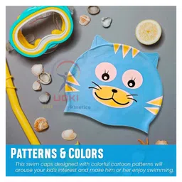 UDKI Cat Design Silicone Swim Cap for Kids Soft, Durable & Comfortable | Encourages Confidence and Fun in the Water (Age 310 Years) (30) image 5