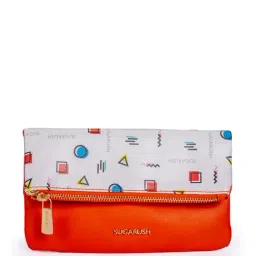 Sugarush Amber Orange & White Printed Medium Sling Handbag-image-8