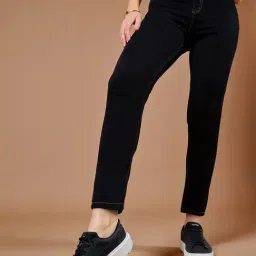 DOLCE CRUDO Black High Rise Stretchable Jeans-image-60