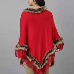 showoffff SHOWOFF Red Regular Fit Poncho image 3