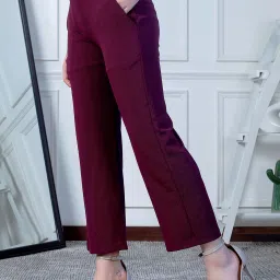 NEUDIS Wine Regular Fit Mid Rise Trousers image 3