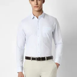 Peter England White Slim Fit Striped Shirt-picture-31