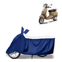 Auto Pearl Two Wheeler Cover for Vespa Elegante 150 - White, Blue-picture-41
