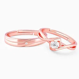 GIVA 92.5 Sterling Silver Rose Gold Two As One sAdjustable Ring for Couples image 3