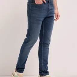The Bear House Blue Cotton Slim Fit Solid Jeans image 3
