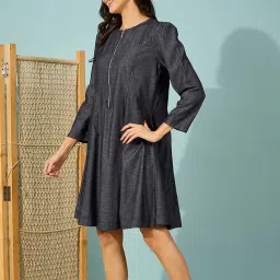 The Kaftan Company Blue Solid Dress image 3