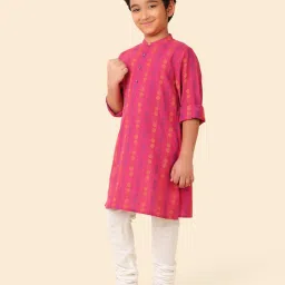Fabindia Kids Magenta Printed Full Sleeves Kurta image 3