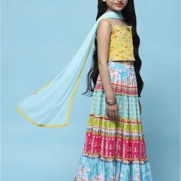 BIBA Girls Multicolor Floral Print Lehenga, Choli with Dupatta image 3