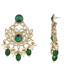 I Jewels Gold-Plated Kundan & Pearl Beaded Jewellery Set image 5