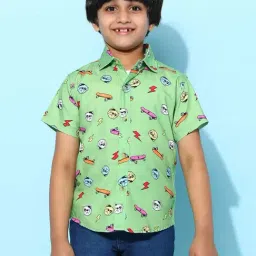 Tales & Stories Kids Green Printed Shirt-picture-39