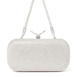 Forever New Silver Signature Poppy Embellished Small Clutch-image-33