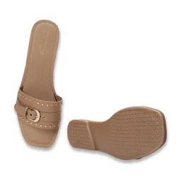 Ginger by Lifestyle Women's Beige Casual Sandals image 3