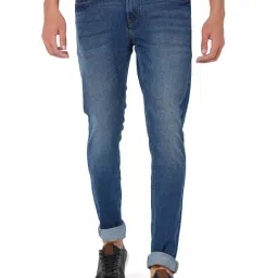 Mufti Blue Skinny Fit Lightly Washed Jeans-image-25