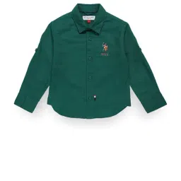 U.S. Polo Assn. Kids Green Solid Full Sleeves Shirt-picture-37