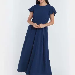 Zink London Navy Self Pattern Maxi Dress-image-8