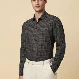 Allen Solly Grey Cotton Slim Fit Checks Shirt image 3
