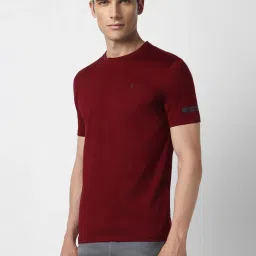 Van Heusen Maroon Cotton Slim Fit T-Shirt image 3