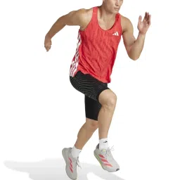 Adidas Red Slim Fit Printed Gym Vest image 3
