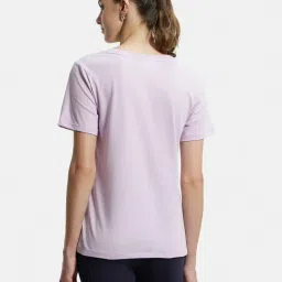 Jockey AW88 Women's Super Combed Cotton Rich Relaxed Fit Solid Curved Hem Styled Half Sleeve T-Shirt image 3