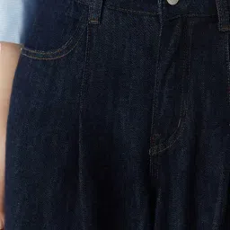 Roem Navy Tuck Wide Leg Fit Denim Pants image 5