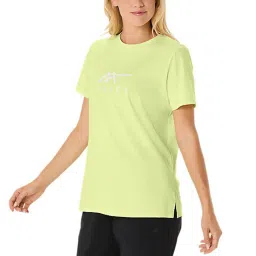 Asics Women's Huddle Yellow Training Core Stripe Graphic T-Shirt image 3