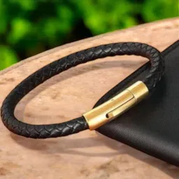 19TH JULY JEWELS Gold-Plated Leather Bracelet-image-2