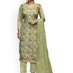 HERE&NOW Floral Embroidered Thread Work Unstitched Dress Material-picture-35