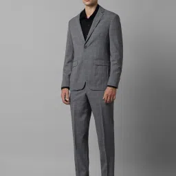 Louis Philippe Grey Slim Fit Checks Two Piece Suits image 3