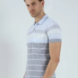 Monte Carlo Sky Blue Regular Fit Striped Polo T-Shirt image 3