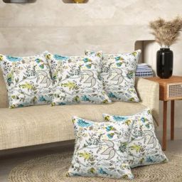 Romee Multicolor Cotton Floral Printed Cushion Covers - Set of 5-picture-5