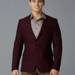 Reid & Taylor Maroon Comfort fit Solid Blazer image 3